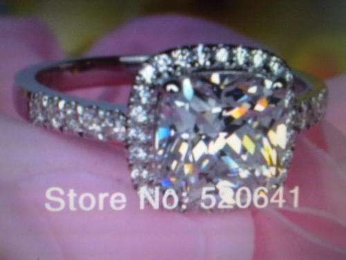 Hot Sale 3 Carat Princess Cut Wedding Engagement ring Cushion Shape Classic synthetic Diamond Halo S